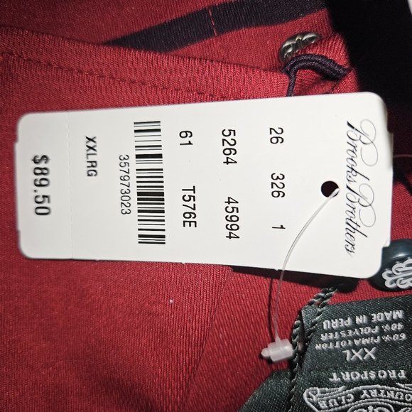 NEW BROOKS BROTHERS PRO SPORT LONG SLEEVE COUNTRY CLUB POLO RUGBY SHIRT XXL - Picture 2 of 3